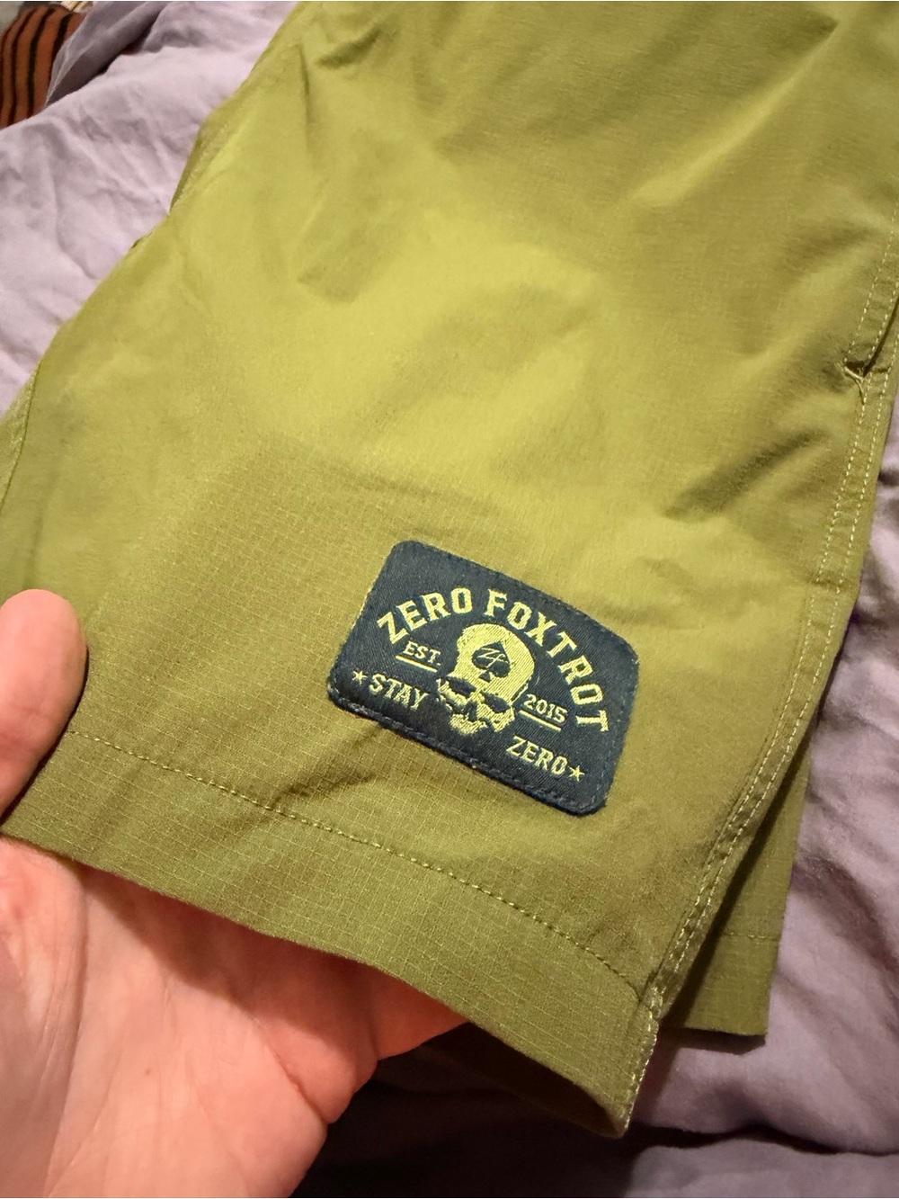 Zero Foxtrot Olive Green Patch Shorts Size Medium NWOT